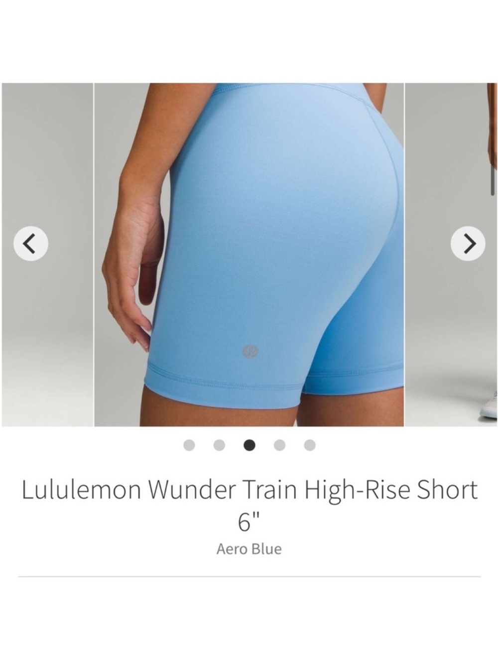 Lululemon Wunder Train High Rise Shorts 6" Aero Blue Sz 6